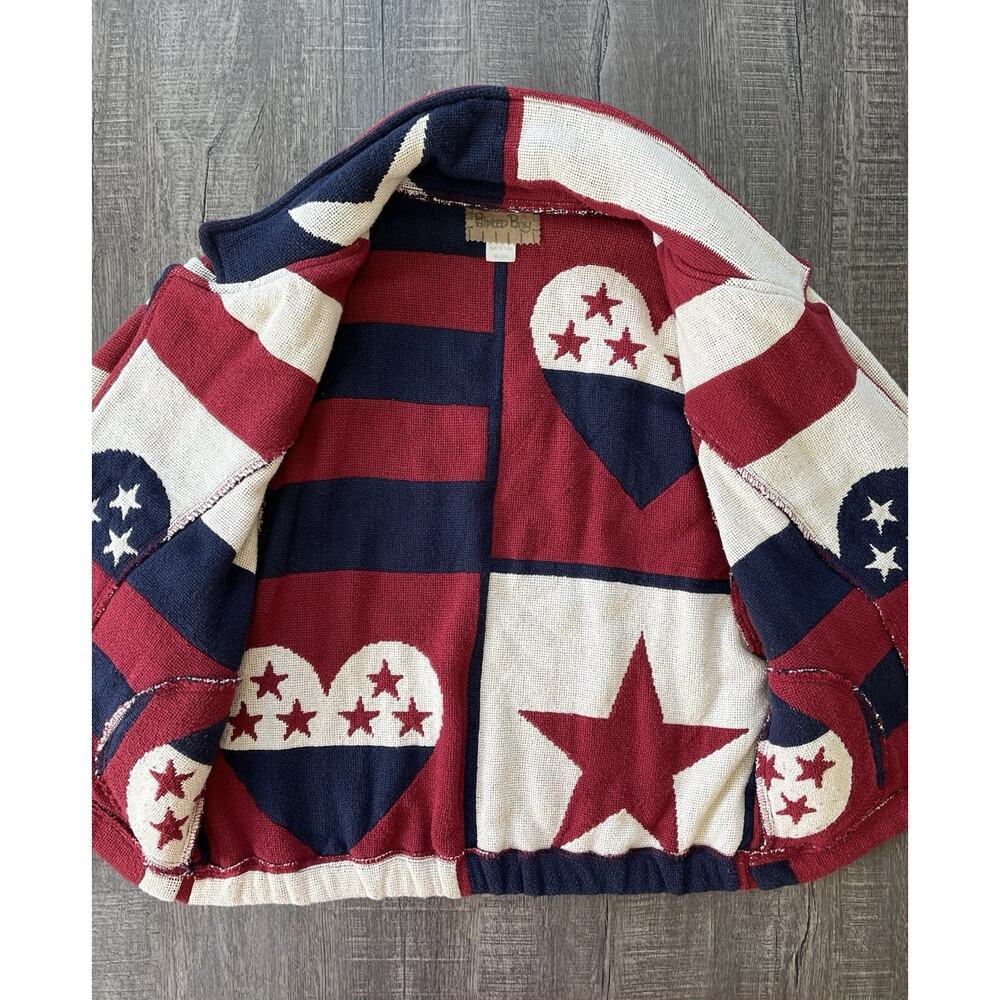 Vintage Painted Pony Patriotic USA Flag Tapestry Woven Jacket Womens One Size - Picture 3 of 10